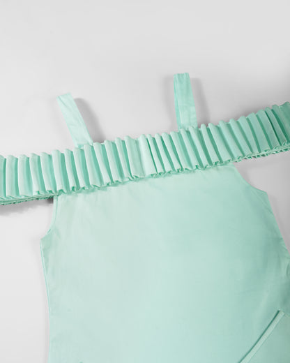 Girls Mermaid Pleated Off Shoulder Dress