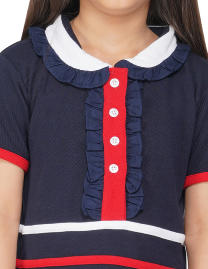 Girls Navy Blue Jersey Dress