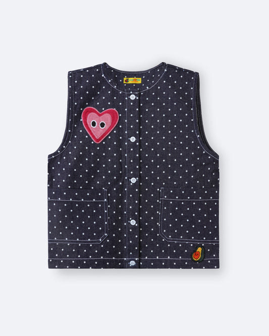 Girls Denim Heart Sleeveless Jacket