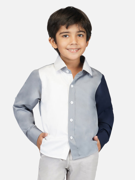 Boys contrast sleeves relaxed fit shirt