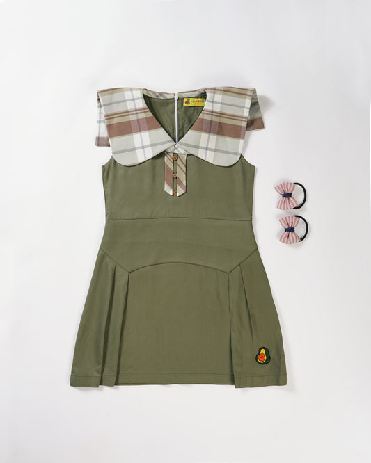 Girls Martha Monkey Contrast Collar Dress