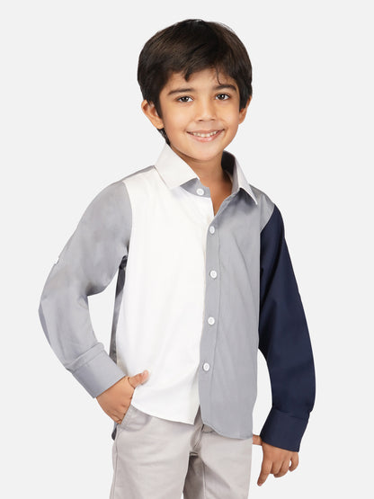 Boys contrast sleeves relaxed fit shirt