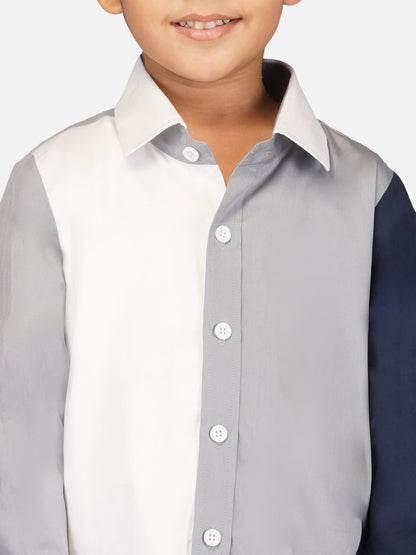 Boys contrast sleeves relaxed fit shirt