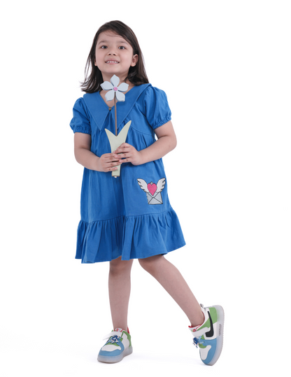 Girls Cone Collar Jersey dress