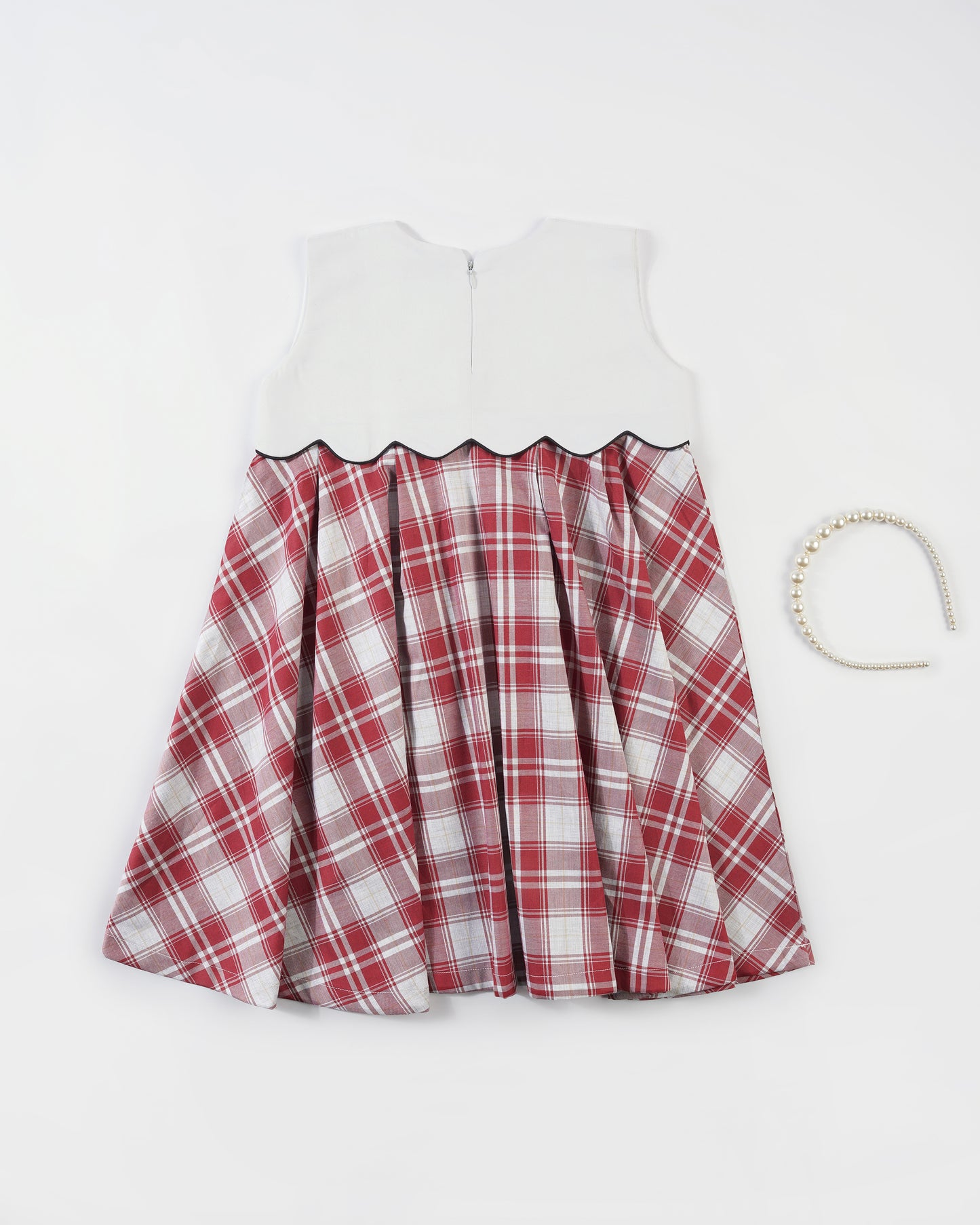 Girls Gingham Contrast Bow Dress