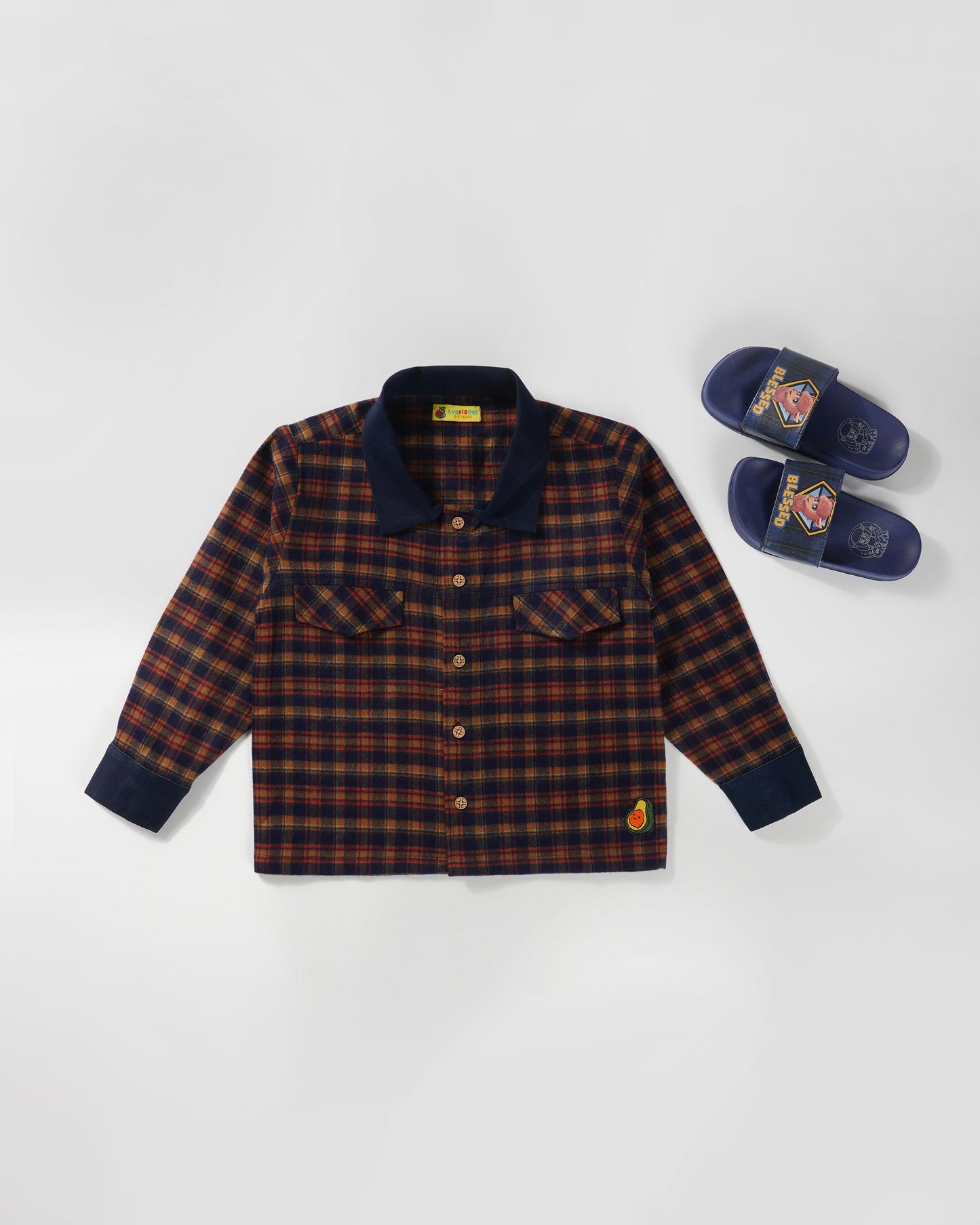 Boys Contrast Denim Collar Winter Overshirt