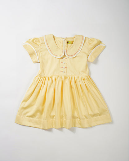 Girls cute yellow fit and flare dress