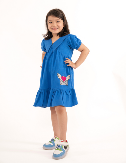 Girls Cone Collar Jersey dress