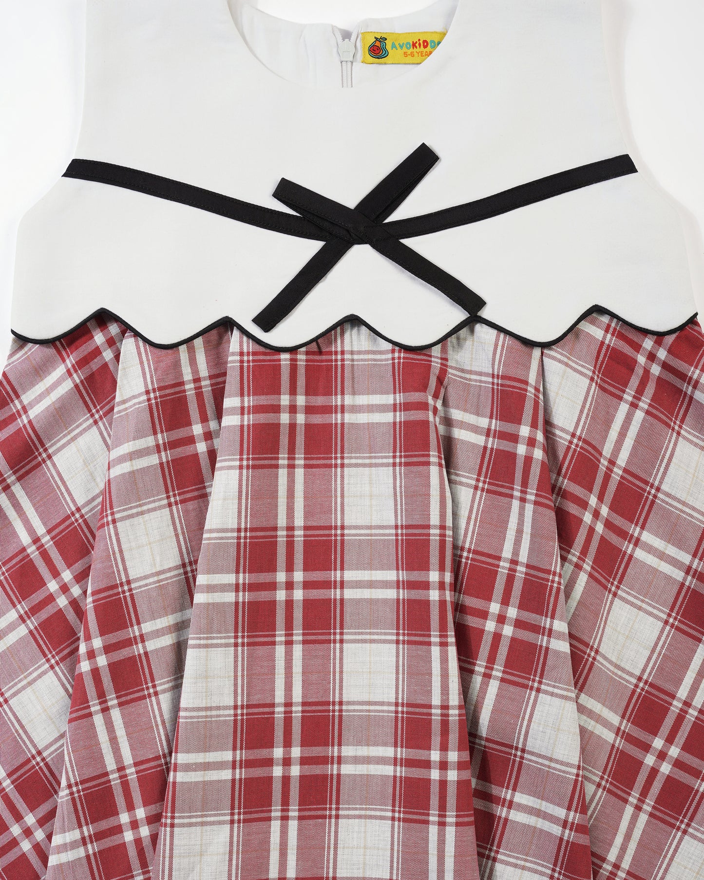Girls Gingham Contrast Bow Dress