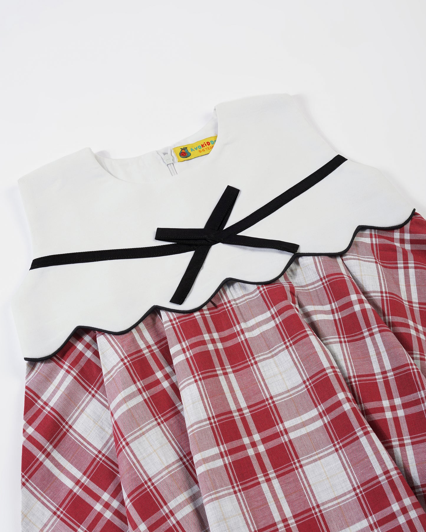Girls Gingham Contrast Bow Dress