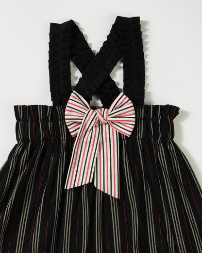 Girls Front bow striped dress