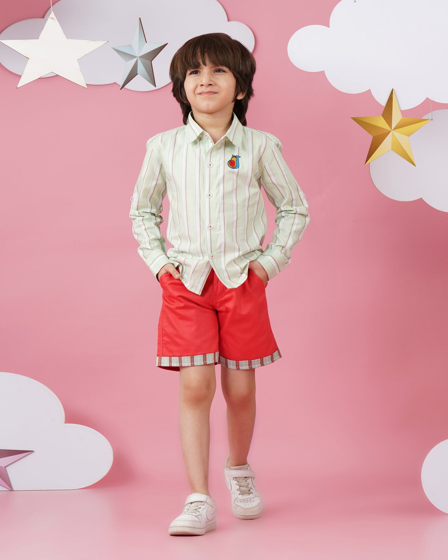 Boys Long Sleeve Shirt and Shorts Co-ord Set