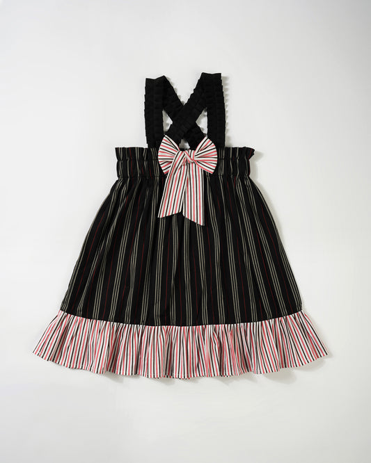 Girls Front bow striped dress