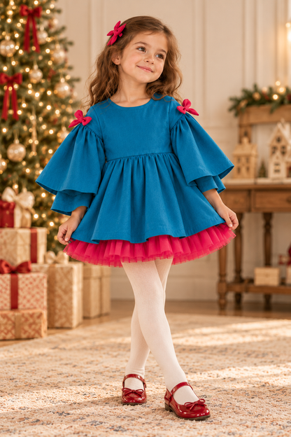 Girls Jane Bow Winter Dress