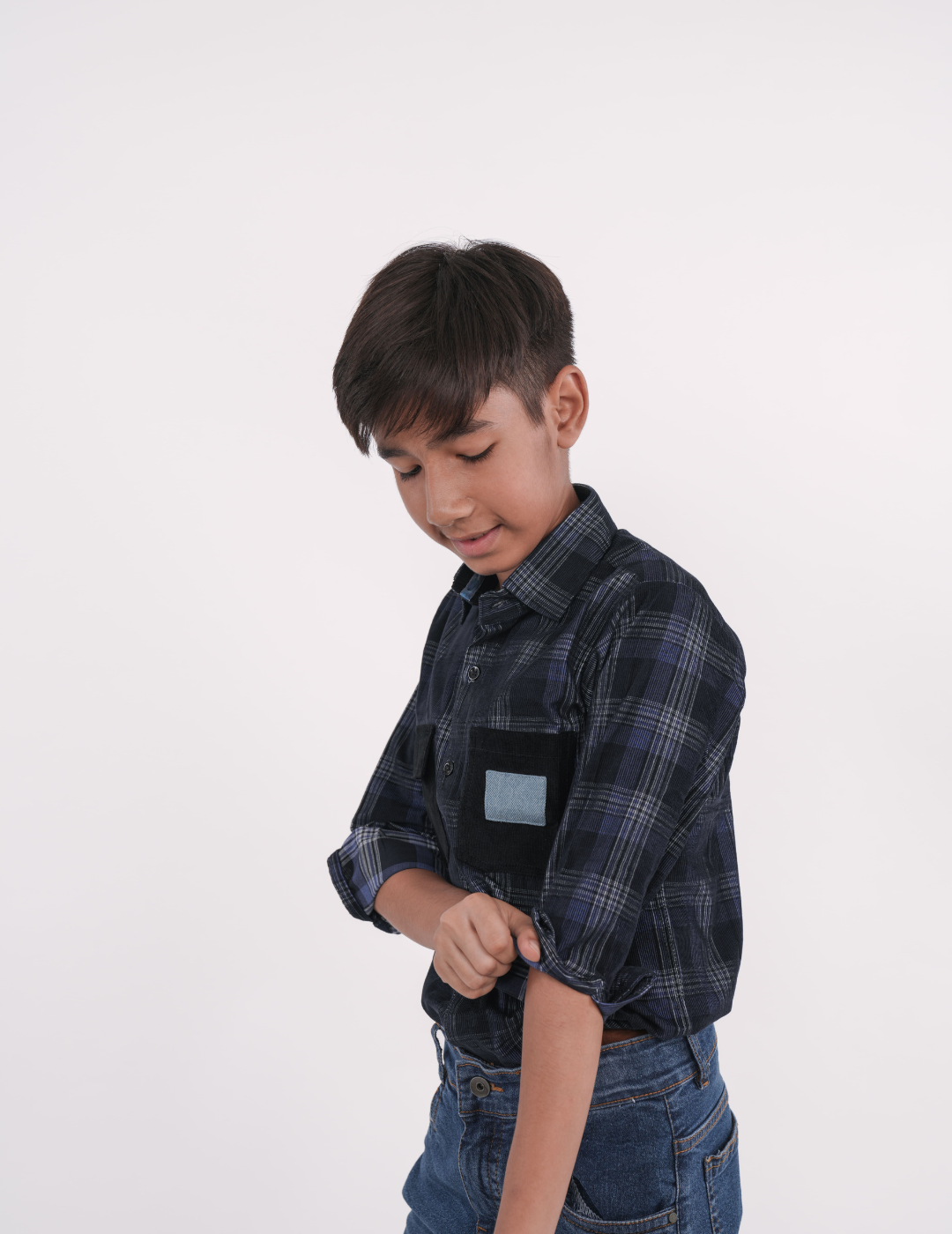 Boys Corduroy Blue Patch Shirt