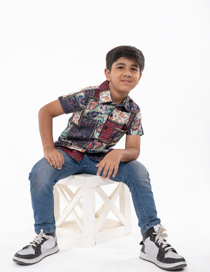 Boys Abstract Print Casual Shirt