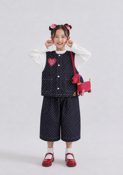 Girls Dotted Denim Pants