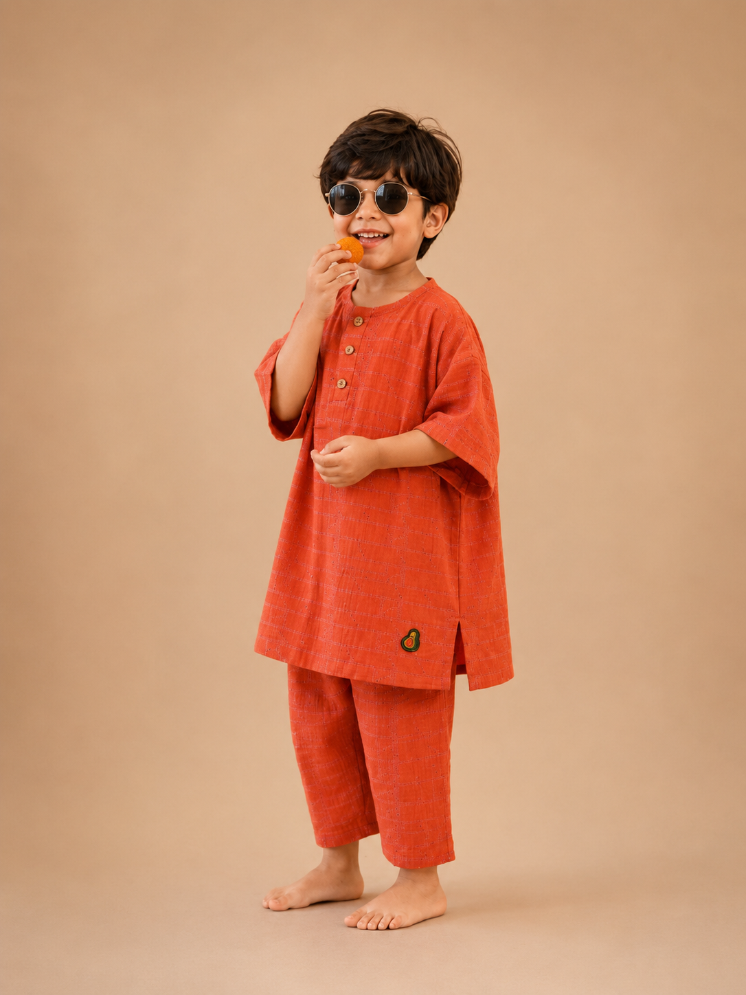 Sunset Charm Coral Kurta Set