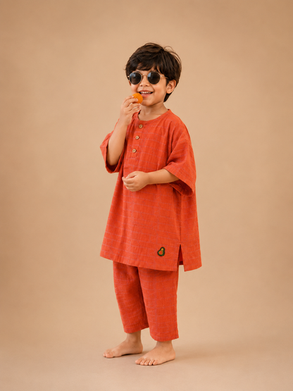 Sunset Charm Coral Kurta Set