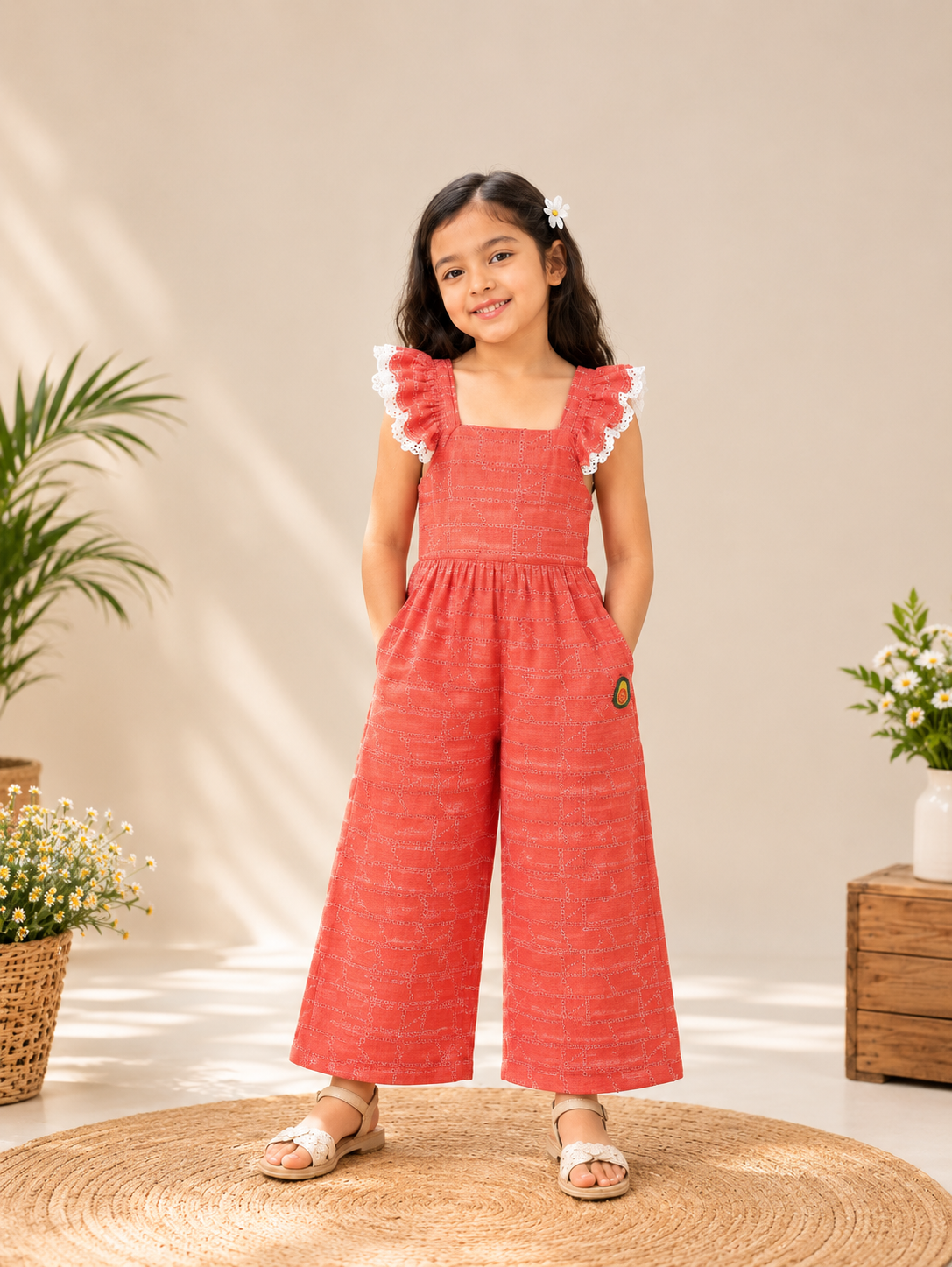 Sunset Charm Coral Jumpsuit