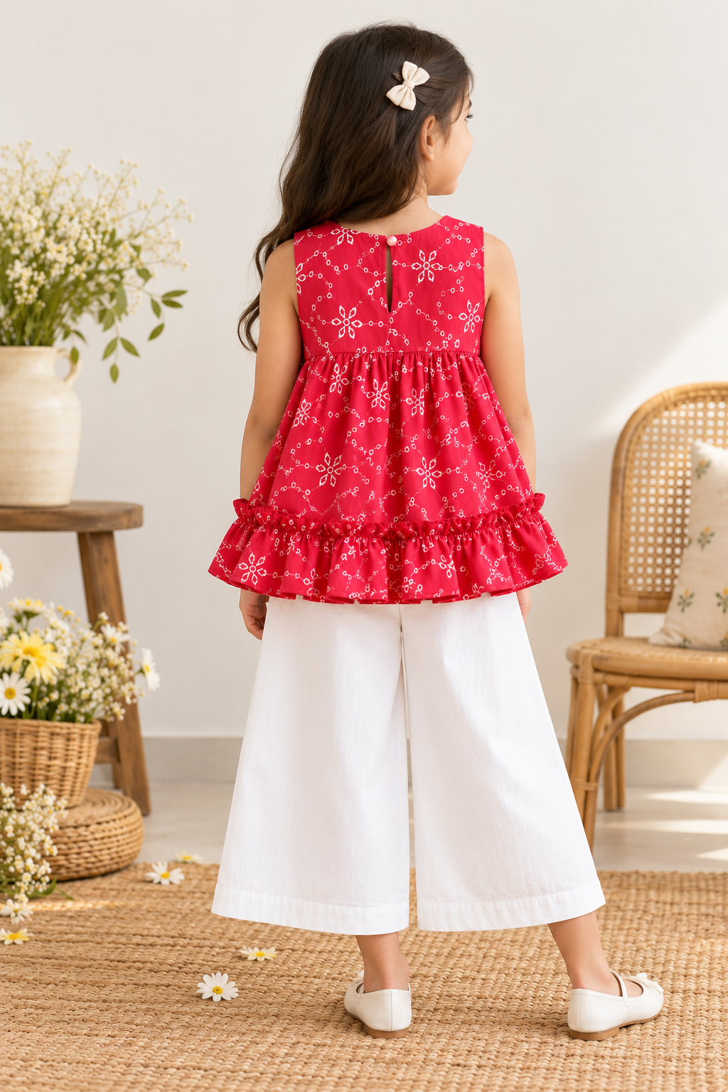 Cuddles & Ruffles Crimson Kurta Set